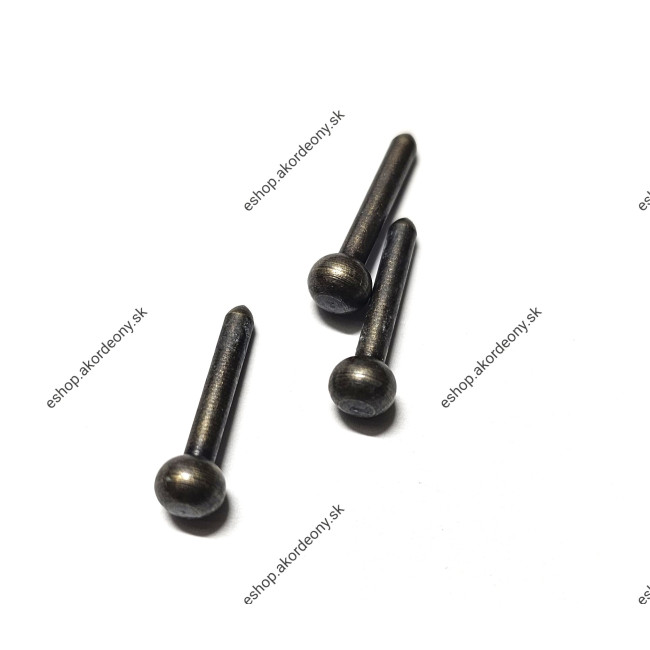Kolíky na mech, okrúhla hlavička, poniklované, farba: staromosadz, priemer 2,5 x 19 mm